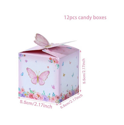 12db Butterfly Candy Ajándékdoboz Rózsaszín Lila Pillangó Születésnapi Party Dekoráció Esküvői Kellékek Babazuhany süti ajándékdoboz