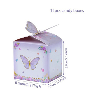 12db Butterfly Candy Ajándékdoboz Rózsaszín Lila Pillangó Születésnapi Party Dekoráció Esküvői Kellékek Babazuhany süti ajándékdoboz