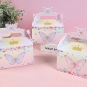 Pink Butterfly Gift Box Kézitáska Esküvői Candy Box Party szívességek születésnapi esküvői dekoráció party kellékekhez ajándékdoboz