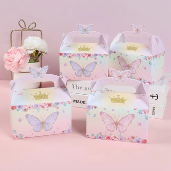 Кутия за подарък с розова пеперуда Дамска чанта Сватбена кутия за бонбони Парти сувенири за гости Рожден ден Сватбен декор Парти консумативи Подаръчна кутия