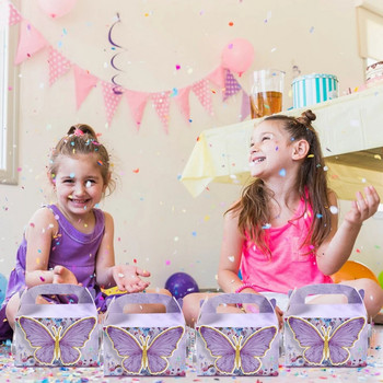 Βαλίτσα για πάρτι πεταλούδας Καραμέλες Δώρα Τσάντες Μπισκότα Τσάντα συσκευασίας Χρόνια Πολλά Διακόσμηση πάρτι για παιδιά Baby Shower Girl ButterflySupplies