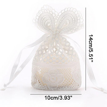 Δαντελένια τσάντα με στρογγυλή τρύπα Τσάντα αποθήκευσης κοσμημάτων Τσάντα από νήματα γάλακτος Πακέτο τσέπης με κορδόνια τσάντες συσκευασίας Μπομπονιέρες γάμου Δώρο