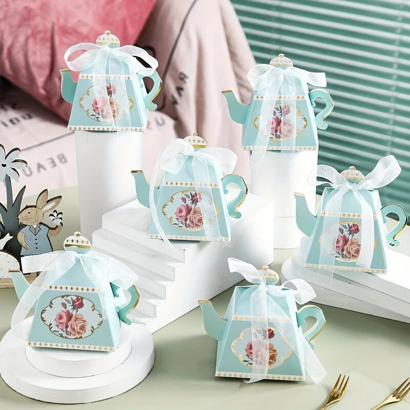 10 ks čajník v tvare cukrovinky krabička retro bronzujúce darčekové balenie papierová krabička sviatočné dekorácie darčeková krabička na svadobné narodeninové potreby