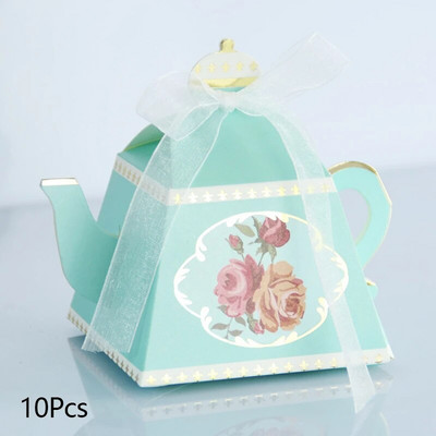 10db Kreatív bronzosító teáskanna cukorkadoboz Retro desszert délutáni tea tortás dobozok esküvői születésnapi parti ajándékok csomagoló kellékek