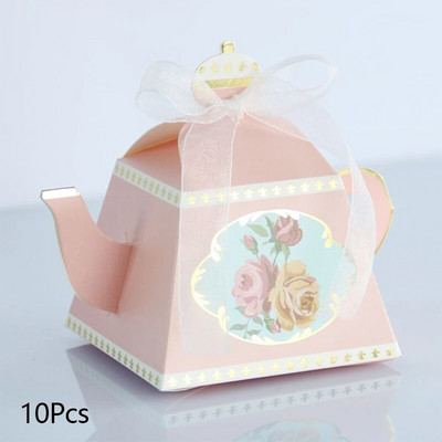 10db Kreatív bronzosító teáskanna cukorkadoboz Retro desszert délutáni tea tortás dobozok esküvői születésnapi parti ajándékok csomagoló kellékek