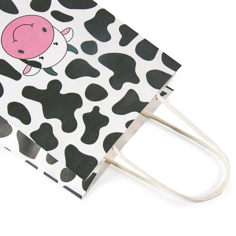 12 vnt. Ūkio tema Mieli animaciniai filmukai, popieriniai karvės dovanų maišeliai, popieriniai saldainiai, sausainių maišeliai, krepšeliai, skirti gimtadienio vakarėliui, kūdikių dušo reikmenys