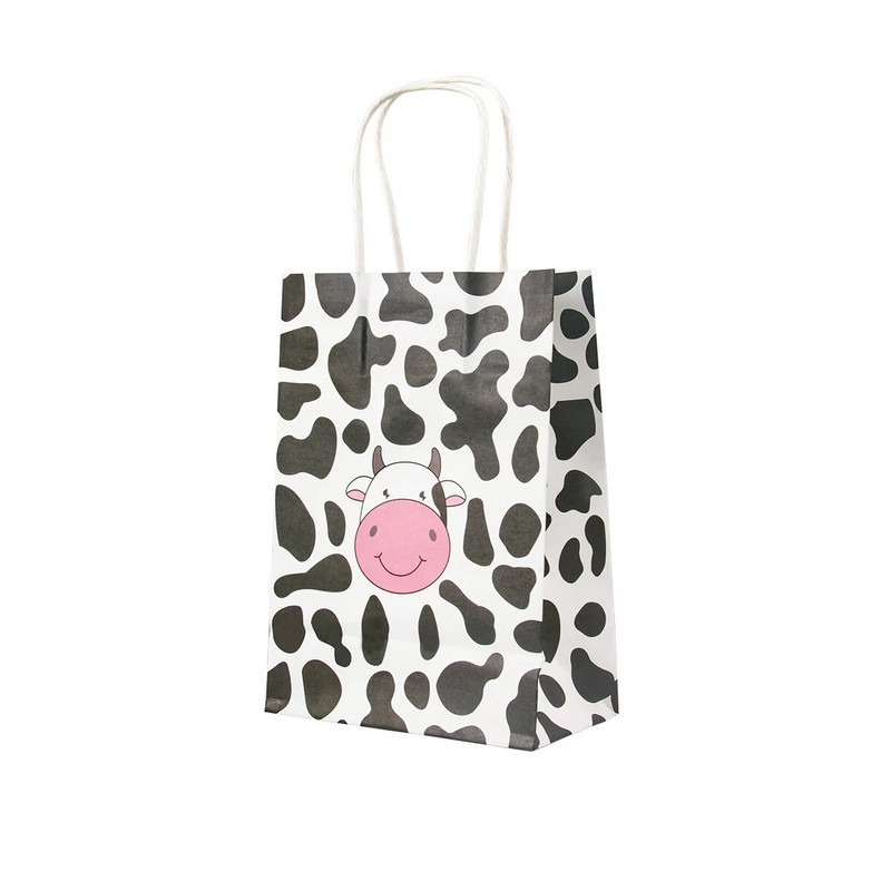 12 vnt. Ūkio tema Mieli animaciniai filmukai, popieriniai karvės dovanų maišeliai, popieriniai saldainiai, sausainių maišeliai, krepšeliai, skirti gimtadienio vakarėliui, kūdikių dušo reikmenys