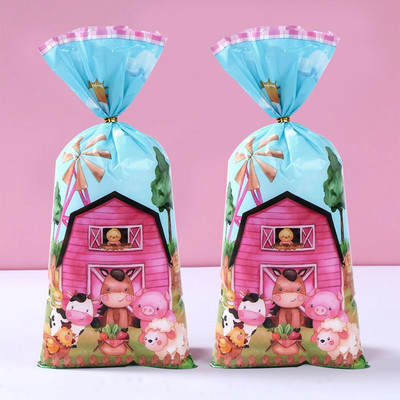 25/50db Farm Animal Candy Bags Ajándékcsomagoló táskák Farm Születésnapi Party Decor Kid Baby Shower Ajándéktáska Vendégparti Kellékekhez