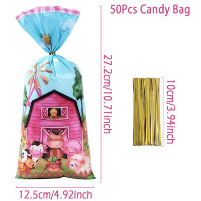 25/50 vnt. Ūkinių gyvūnų saldainių maišeliai Dovanų pakavimo maišeliai Ūkio gimtadienio vakarėlio dekoravimui Vaikų kūdikio dušo dovanų maišelis svečių vakarėlio reikmenims
