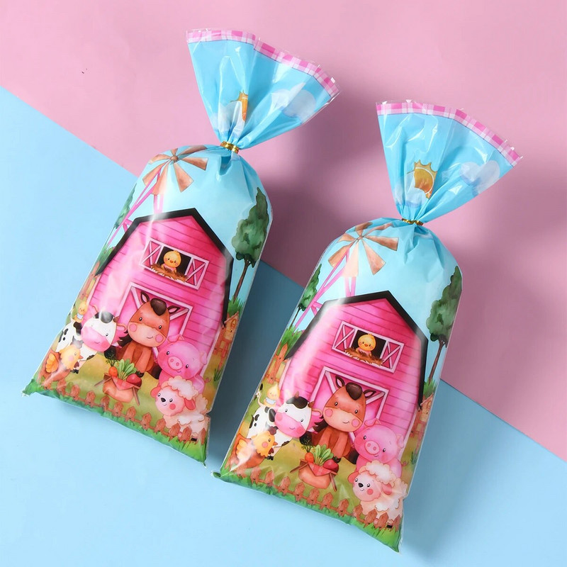 25/50 vnt. Ūkinių gyvūnų saldainių maišeliai Dovanų pakavimo maišeliai Ūkio gimtadienio vakarėlio dekoravimui Vaikų kūdikio dušo dovanų maišelis svečių vakarėlio reikmenims