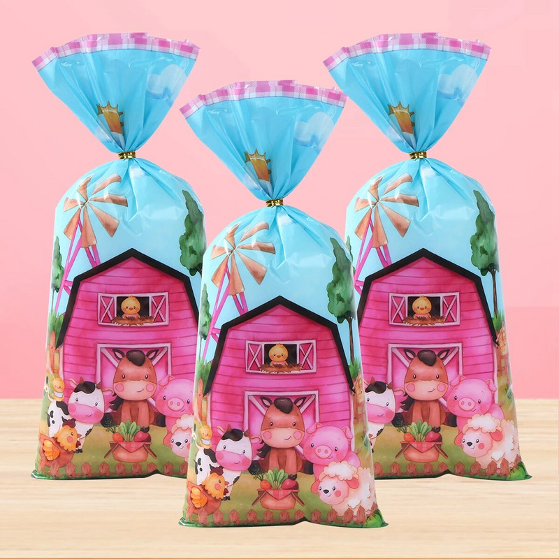 25/50 vnt. Ūkinių gyvūnų saldainių maišeliai Dovanų pakavimo maišeliai Ūkio gimtadienio vakarėlio dekoravimui Vaikų kūdikio dušo dovanų maišelis svečių vakarėlio reikmenims