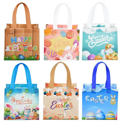 6 vnt. Linksmų Velykų dovanų maišelis Neaustinis audinys Triušio kiaušiniai Sausainiai Saldainiai Pakavimo maišelis Vaikams Teikia Velykų vakarėlio dekoravimo reikmenis