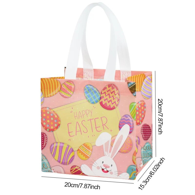 6 vnt. Linksmų Velykų dovanų maišelis Neaustinis audinys Triušio kiaušiniai Sausainiai Saldainiai Pakavimo maišelis Vaikams Teikia Velykų vakarėlio dekoravimo reikmenis
