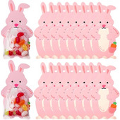 10/30/50 DB húsvéti nyuszi papír nyalóka kártyák édességet csomagoló zacskók születésnapi húsvéti parti dekorációhoz, gyerekeknek ajándékok