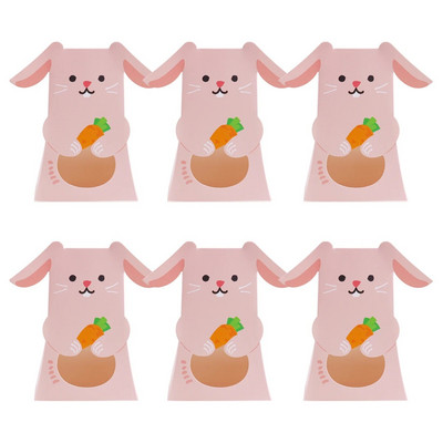 6 ks Roztomilá veľkonočná krabička na cukríky s ružovými králičími ušami, čokoládové sušienky, darčekové krabičky na balenie pre šťastnú Veľkú noc, narodeninovú párty, dekoráciu