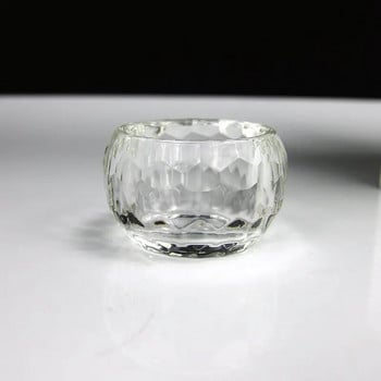 Прозрачна стъклена чаша за светена вода 6 см кристална купа с плоско дъно Контейнер за етерично масло Религиозни принадлежности Домашен декор