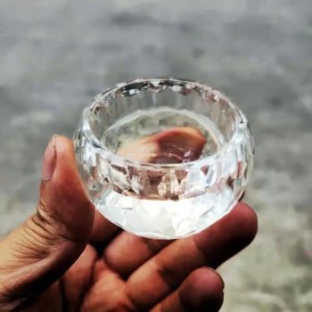 Прозрачна стъклена чаша за светена вода 6 см кристална купа с плоско дъно Контейнер за етерично масло Религиозни принадлежности Домашен декор