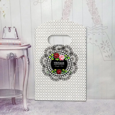 50 ks/balenie Viacvrstvové malé plastové vrecko 9x15cm Butiková darčeková taška s rúčkou Pekné prívesky Náušnice Šperky Mini balenie Tašky