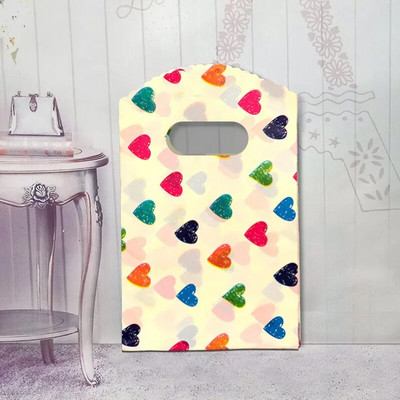 50 ks/balenie Viacvrstvové malé plastové vrecko 9x15cm Butiková darčeková taška s rúčkou Pekné prívesky Náušnice Šperky Mini balenie Tašky