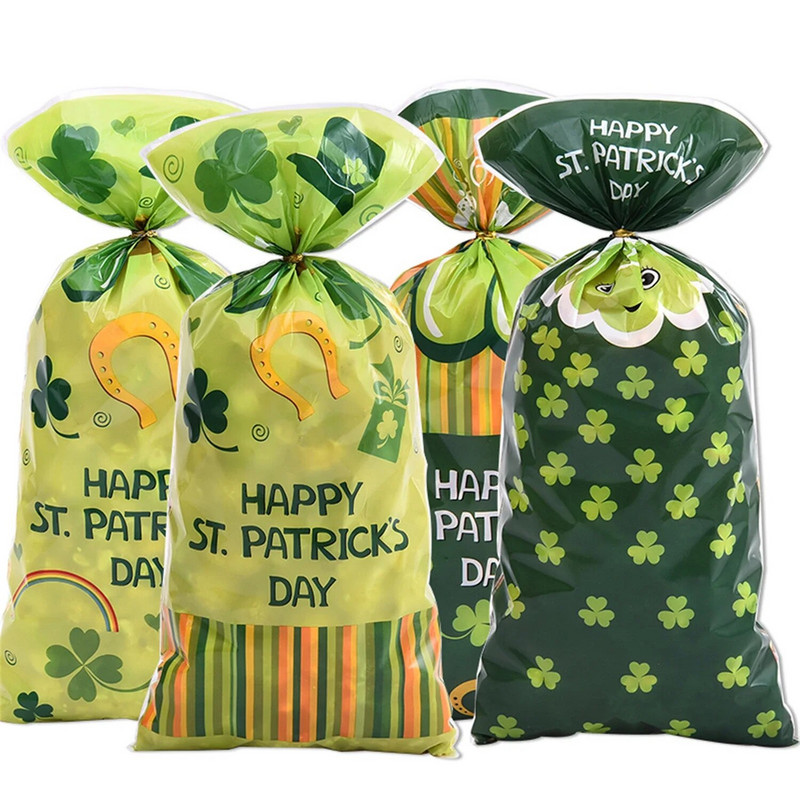 25/50 vnt. Šv. Patriko dovanų maišeliai Saldainiai Sausainiai Maišeliai Kepiniai Pakuotės gėrybės Krepšelis Šv. Patriko vakarėlio dekoravimo reikmenys 2024 m.