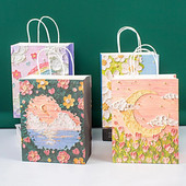 4 ks krásna olejomaľba tote taška prenosná kraft papierová darčeková taška s rukoväťou valentínska svadobná párty darčeková krabička