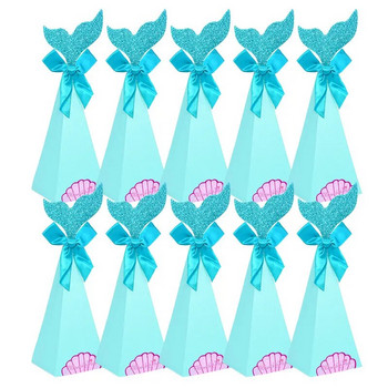 Little Mermaid Party DIY Χάρτινο κουτί Τσάντες Teal Mermaid Box Candy For Baby Shower Wedding Kids Διακόσμηση πάρτι γενεθλίων Κουτί δώρου