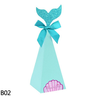 Cutie de hârtie DIY pentru petrecere cu sirenă, cutie de bomboane de sirenă, pentru baby shower, nuntă, pentru copii, decorare pentru petrecerea de naștere, cutie de cadouri