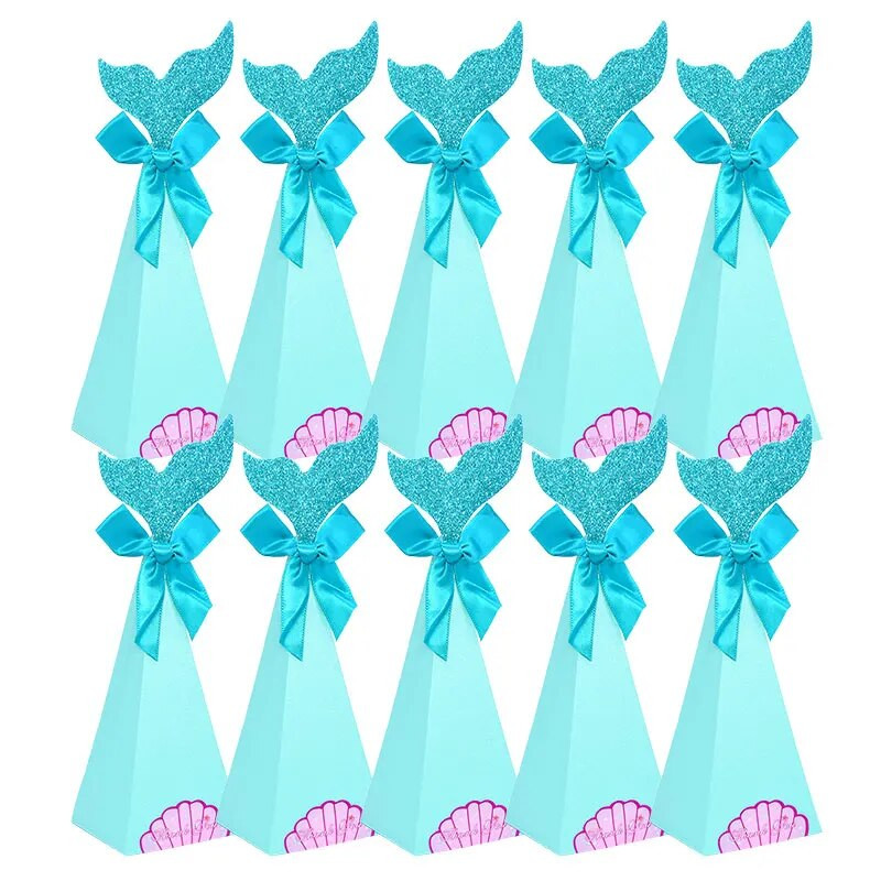Cutie de hârtie DIY pentru petrecere cu sirenă, cutie de bomboane de sirenă, pentru baby shower, nuntă, pentru copii, decorare pentru petrecerea de naștere, cutie de cadouri
