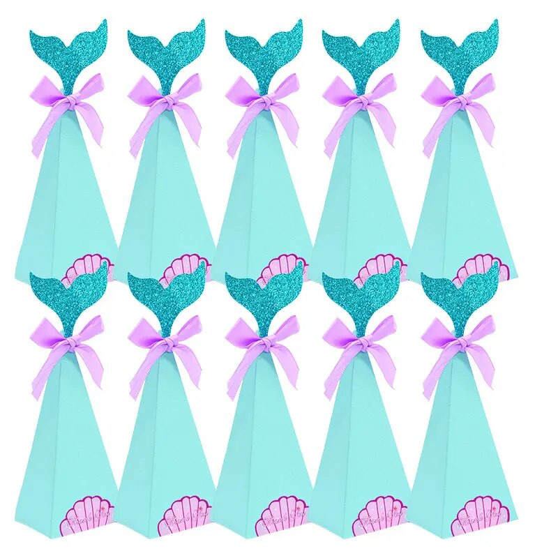 Cutie de hârtie DIY pentru petrecere cu sirenă, cutie de bomboane de sirenă, pentru baby shower, nuntă, pentru copii, decorare pentru petrecerea de naștere, cutie de cadouri