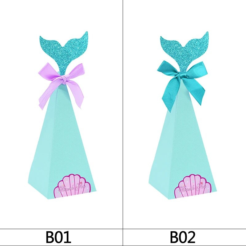 Cutie de hârtie DIY pentru petrecere cu sirenă, cutie de bomboane de sirenă, pentru baby shower, nuntă, pentru copii, decorare pentru petrecerea de naștere, cutie de cadouri