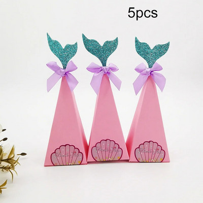 5 vnt. Mermaid Tail saldainių dėžutės Sausainiai Pakavimo Popierinės dėžutės vaikams Gimtadienio vakarėlio dekoras Mermaid Vestuvinių saldainių dėžutės reikmenys