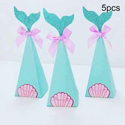 5 vnt. Mermaid Tail saldainių dėžutės Sausainiai Pakavimo Popierinės dėžutės vaikams Gimtadienio vakarėlio dekoras Mermaid Vestuvinių saldainių dėžutės reikmenys
