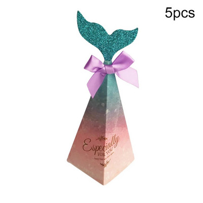 5 vnt. Mermaid Tail saldainių dėžutės Sausainiai Pakavimo Popierinės dėžutės vaikams Gimtadienio vakarėlio dekoras Mermaid Vestuvinių saldainių dėžutės reikmenys