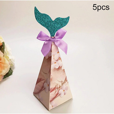 5 vnt. Mermaid Tail saldainių dėžutės Sausainiai Pakavimo Popierinės dėžutės vaikams Gimtadienio vakarėlio dekoras Mermaid Vestuvinių saldainių dėžutės reikmenys