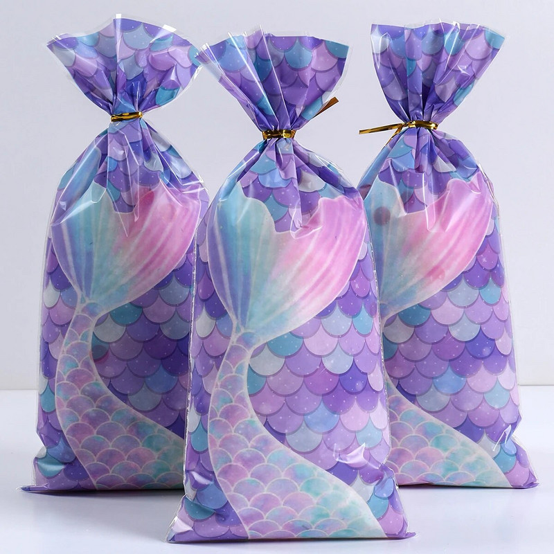 Taška s cukrovou tyčinkou morská panna, darčeková krabička, dievčenská téma Malá morská panna, narodeninová párty dekorácia, detská sprcha, podmorské párty darčeky