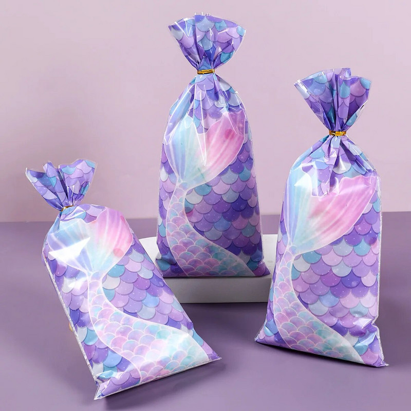Taška s cukrovou tyčinkou morská panna, darčeková krabička, dievčenská téma Malá morská panna, narodeninová párty dekorácia, detská sprcha, podmorské párty darčeky