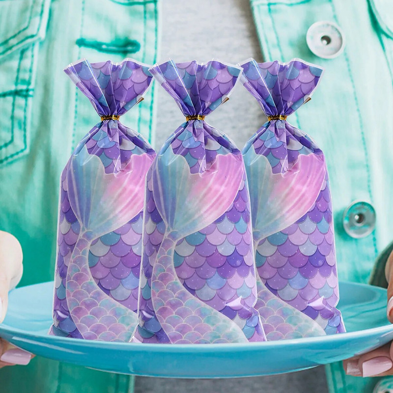 Taška s cukrovou tyčinkou morská panna, darčeková krabička, dievčenská téma Malá morská panna, narodeninová párty dekorácia, detská sprcha, podmorské párty darčeky