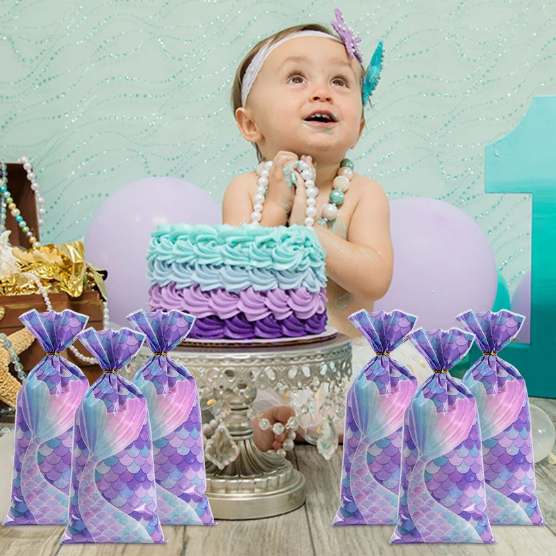 Taška s cukrovou tyčinkou morská panna, darčeková krabička, dievčenská téma Malá morská panna, narodeninová párty dekorácia, detská sprcha, podmorské párty darčeky