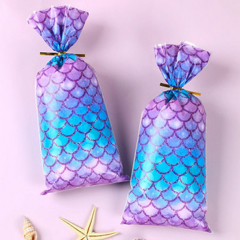 25/50 Mermaid Party Candy Τσάντες δώρου Μπισκότα Τσάντα συσκευασίας Mermaid Tail Τσάντα δώρου για καλεσμένη προμήθειες γενεθλίων ντους μωρού