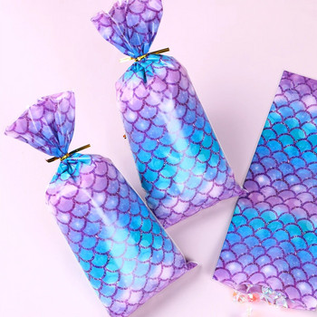 25/50 Mermaid Party Candy Τσάντες δώρου Μπισκότα Τσάντα συσκευασίας Mermaid Tail Τσάντα δώρου για καλεσμένη προμήθειες γενεθλίων ντους μωρού