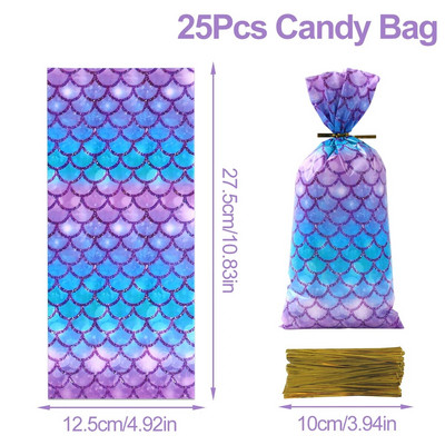 25/50 Undinės vakarėlio saldainių dovanų maišeliai sausainių pakavimo maišelis Mermaid Tail dovanų maišelis svečiams mergaitei gimtadienio reikmenys kūdikių dušas