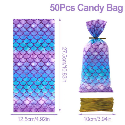 25/50 Undinės vakarėlio saldainių dovanų maišeliai sausainių pakavimo maišelis Mermaid Tail dovanų maišelis svečiams mergaitei gimtadienio reikmenys kūdikių dušas