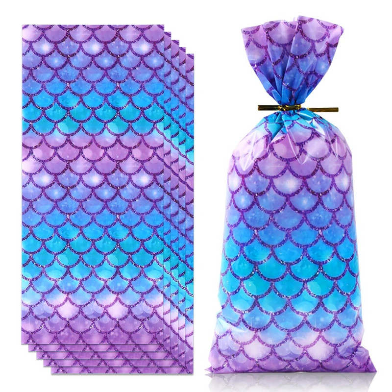 25/50 Undinės vakarėlio saldainių dovanų maišeliai sausainių pakavimo maišelis Mermaid Tail dovanų maišelis svečiams mergaitei gimtadienio reikmenys kūdikių dušas