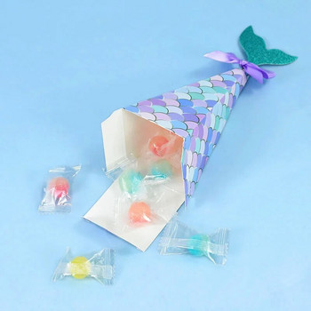 10 τμχ Γοργόνα ουρά ζαχαροπλαστείου Παιδική διακόσμηση για πάρτι γενεθλίων Μικρή γοργόνα Σνακ μπισκότα Συσκευασία Κουτί δώρου Προμήθειες για ντους μωρών