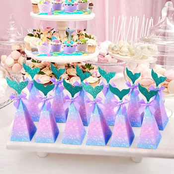 10 τμχ Γοργόνα ουρά ζαχαροπλαστείου Παιδική διακόσμηση για πάρτι γενεθλίων Μικρή γοργόνα Σνακ μπισκότα Συσκευασία Κουτί δώρου Προμήθειες για ντους μωρών
