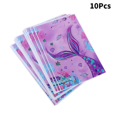 10/50 gab. Nāriņas plastmasas gardumu maisiņi Mermaid Tail Candy dāvanu maisiņi nāriņai, jūras tematiskā ballīte, dekors Baby Shower Favor