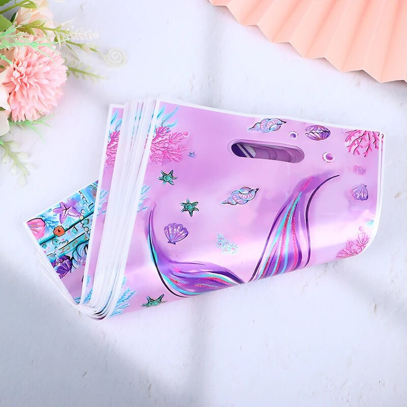 10/50 gab. Nāriņas plastmasas gardumu maisiņi Mermaid Tail Candy dāvanu maisiņi nāriņai, jūras tematiskā ballīte, dekors Baby Shower Favor