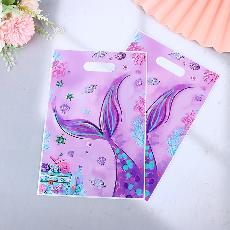 10/50 gab. Nāriņas plastmasas gardumu maisiņi Mermaid Tail Candy dāvanu maisiņi nāriņai, jūras tematiskā ballīte, dekors Baby Shower Favor