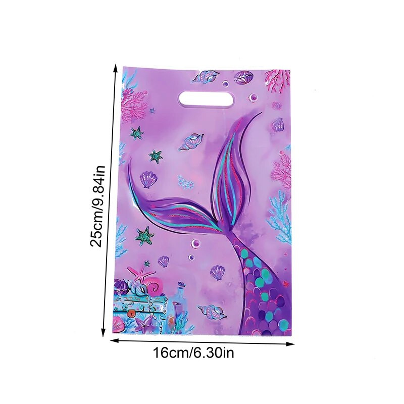 10/50 gab. Nāriņas plastmasas gardumu maisiņi Mermaid Tail Candy dāvanu maisiņi nāriņai, jūras tematiskā ballīte, dekors Baby Shower Favor