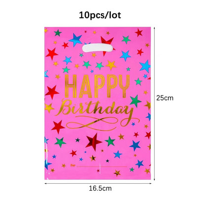 10kom Sretan rođendan Poklon vrećice od aluminijske folije Zvjezdice Plastične vrećice za rođendanske zabave Slatkiši Kolačići Plastične vrećice